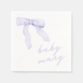 Anpassningsbar Lila Bow Baby Shower Napkins Pappersservett