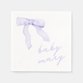 Anpassningsbar Lila Bow Baby Shower Napkins Pappersservett