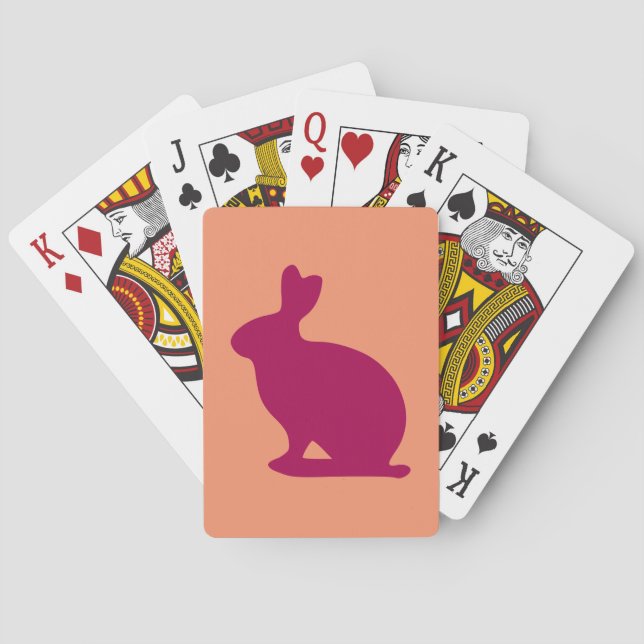 Anpassningsbar Lila Bunny Rabbit Silhouette Kortlek (Baksidan)