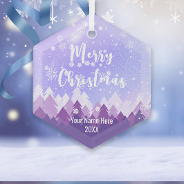 Anpassningsbar Lila Crystal Snö Forest God jul Julgransdekoration