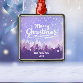 Anpassningsbar Lila Fredlig jul i Snö,  Julgransprydnad Metall