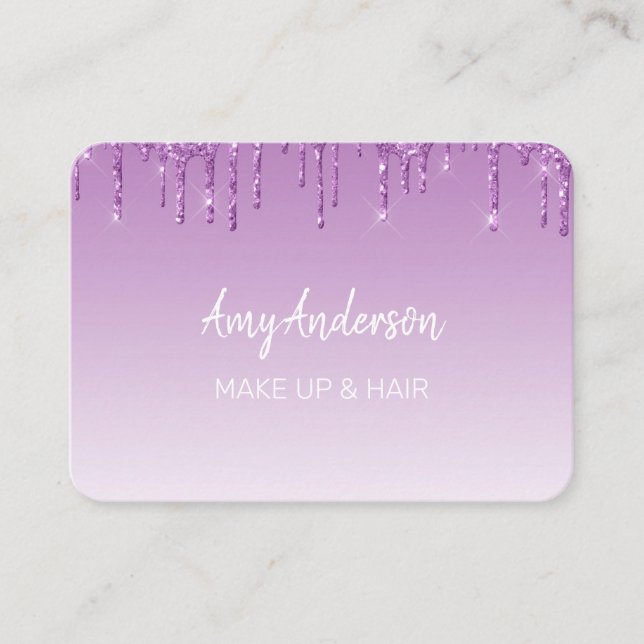 Anpassningsbar Lila Glitter Visitkort (Framsida)