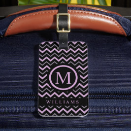 Anpassningsbar Lila Grått Black Chevron Mönster Bagagebricka