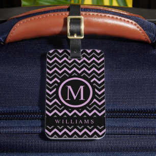 Anpassningsbar Lila Grått Black Chevron Mönster Bagagebricka