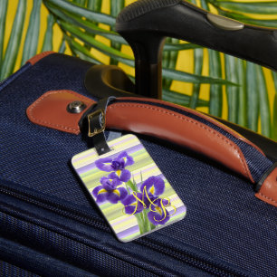 Anpassningsbar Lila Iris Watercolor Rand Art Mönst Bagagebricka