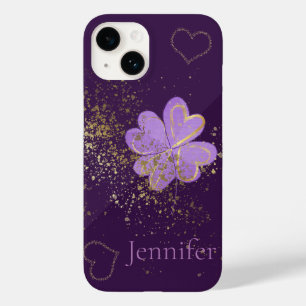 Anpassningsbar Lila Klöver Glitter iPhone/iPad-fal