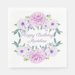 Anpassningsbar Lila Lilac Lavender Blommigt Vitföd Pappersservett