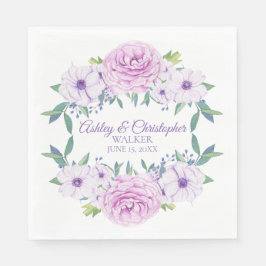 Anpassningsbar Lila Lilac Lavender Blommigt White  Pappersservett