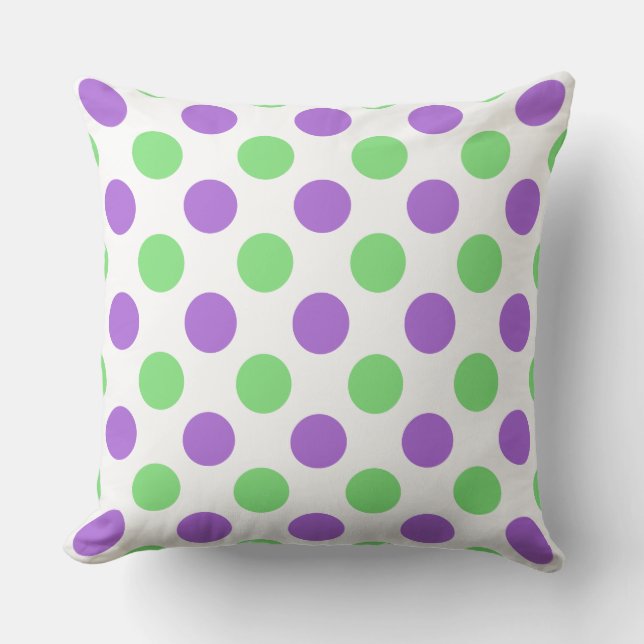 Anpassningsbar Lila Mint Large Polka Dot Pillow Kudde (Framsida)
