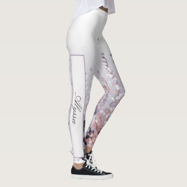 Anpassningsbar Lila Mystical Wisteria Drift Leggings (Höger)