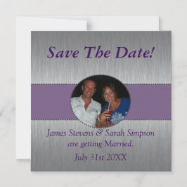 Anpassningsbar Lila och Silver Spara datum magnete Magnetisk Inbjudningskort