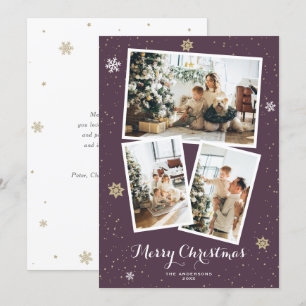 Anpassningsbar Lila Photo Collage God jul Card Julkort