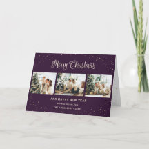 Anpassningsbar Lila Photo Collage God jul Card