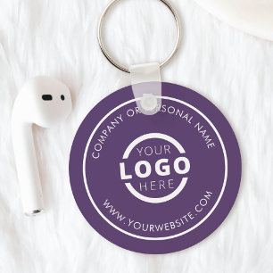 Anpassningsbar Lila Promotional Business Logotyp B Nyckelring