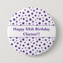 Anpassningsbar Lila Stars med meddelandedagsknapp Knapp