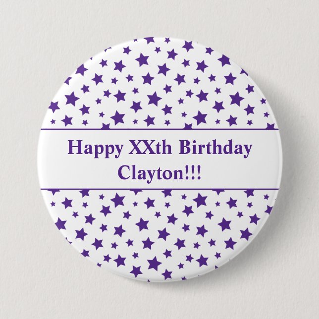 Anpassningsbar Lila Stars med meddelandedagsknapp Knapp (Framsida)