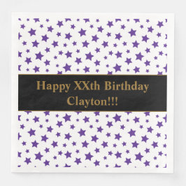 Anpassningsbar Lila Stars med meddelandeFödelsedag Pappersservett