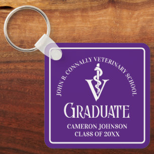 Anpassningsbar Lila Veterinary School Studenten Nyckelring