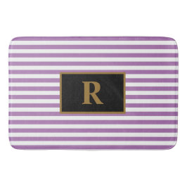 Anpassningsbar Lila/vit Rand Bath Mat Badrumsmatta
