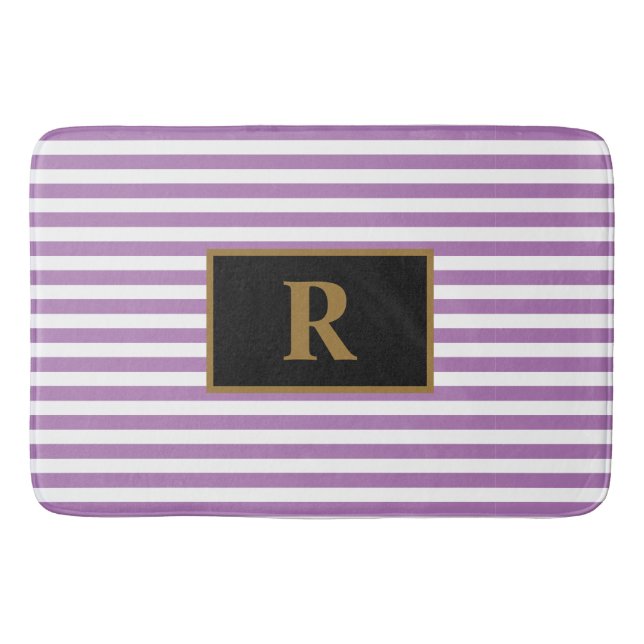 Anpassningsbar Lila/vit Rand Bath Mat Badrumsmatta (Framsidan)