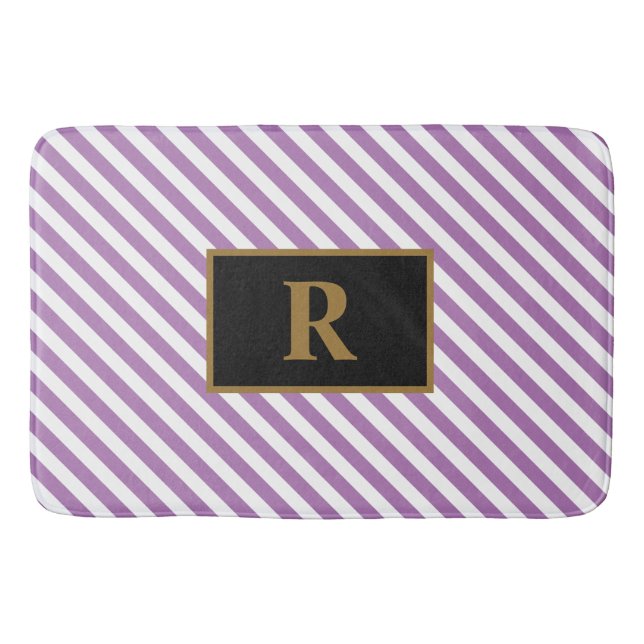 Anpassningsbar Lila/vit Rand Bath Mat Badrumsmatta (Framsidan)