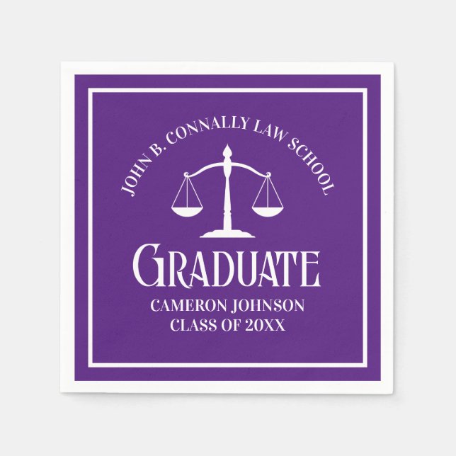Anpassningsbar Lila White Law School Studentfest Pappersservett (Framsidan)