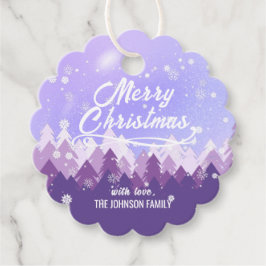 Anpassningsbar Lila White Snö Fredlig jul i skogen Gåvor Etiketter