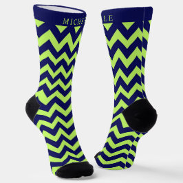 Anpassningsbar Lime Green Navy Blue Chevron Mönste