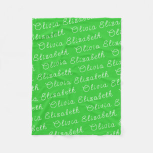 Anpassningsbar Lime Green Personlig Flicka Gift Fleecefilt