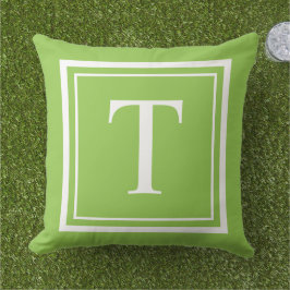 Anpassningsbar Lime Green Square Monogram Initial  Kudde