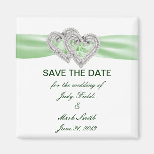 Anpassningsbar Lime Hearts Spara datum magneter