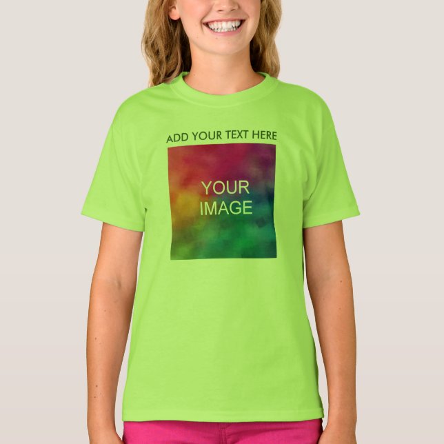 Anpassningsbar Lime Lägg till dina favoritflickor  T Shirt (Framsida)