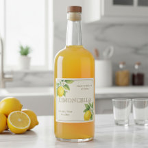 Anpassningsbar Limoncello-etikett med vattenfärgsc