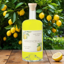 Anpassningsbar Limoncello-etikett med vattenfärgsc