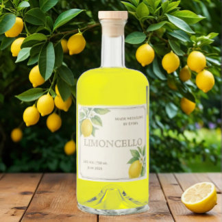 Anpassningsbar Limoncello-etikett med vattenfärgsc Spritflaskor Etikett