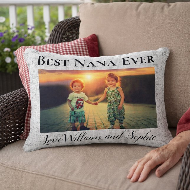 Anpassningsbar Linen Best Nana Aldrig Photo Prydnadskudde (Skapare uppladdad)