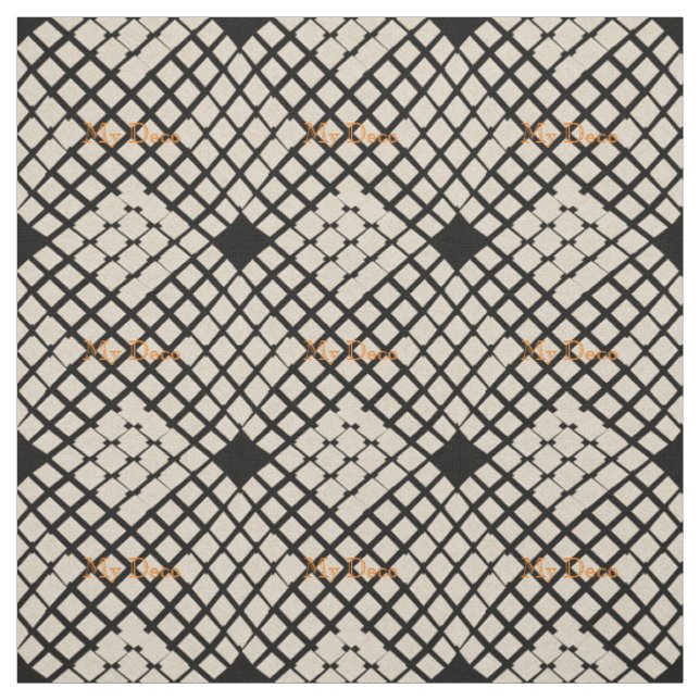 Anpassningsbar Linen Black Abstrakt Checkad Mönste Tyg (Provkarta)