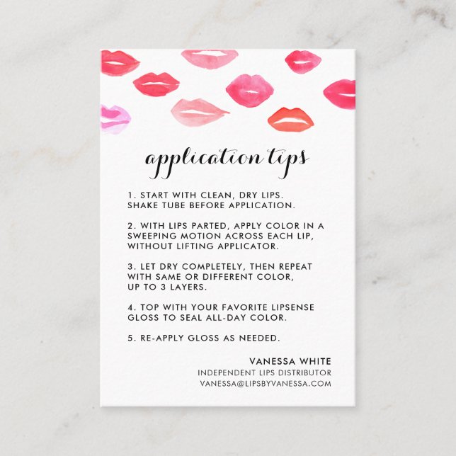 Anpassningsbar Lip Product Distributor Tips & Tric Visitkort (Framsida)