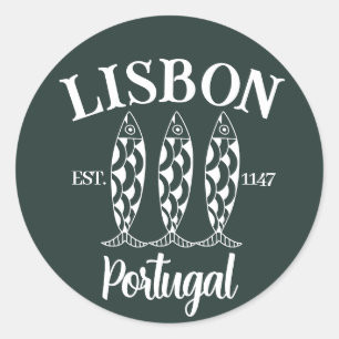 Anpassningsbar Lissabon Portugal Est Text White Runt Klistermärke