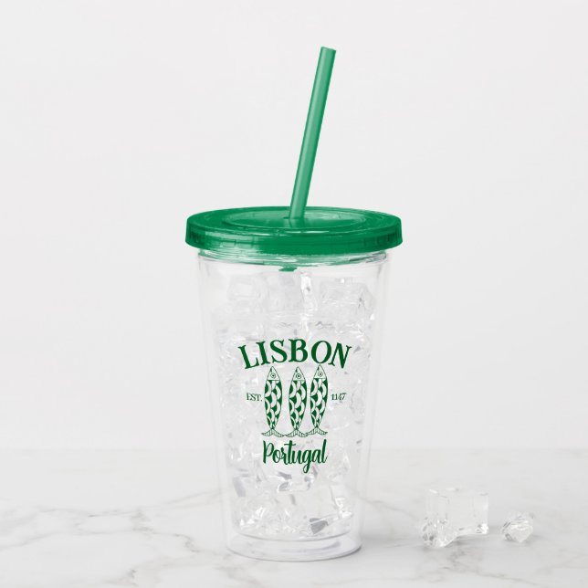 Anpassningsbar Lissabon Portugal Est Text White Take Away Mugg (Baksida Ice)
