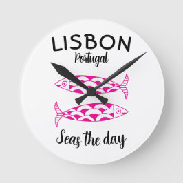Anpassningsbar Lissabon Portugal Kustfärd Grönt Fi Rund Klocka