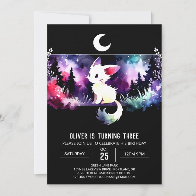 Anpassningsbar Little Cat Birthday Inbjudningar (Framsida)