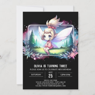 Anpassningsbar Little Fairy Birthday Inbjudningar