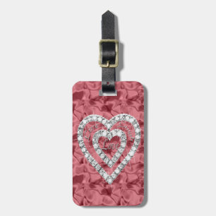 Anpassningsbar Live Laugh Kärlek Diamond Heart Lug Bagagebricka