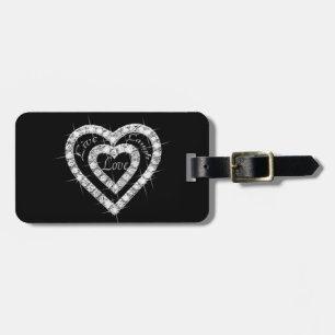 Anpassningsbar Live Laugh Kärlek Diamond Heart Lug Bagagebricka