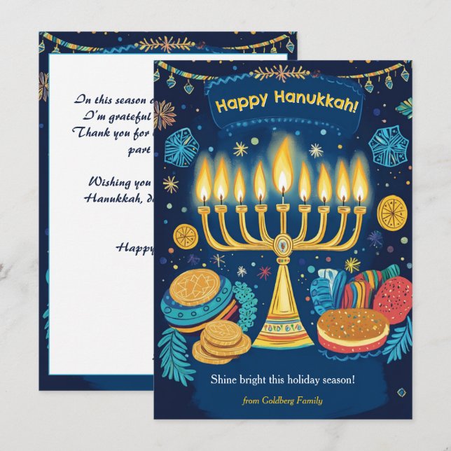 Anpassningsbar: Ljus Menorahs festival Julkort (Fram/baksida)