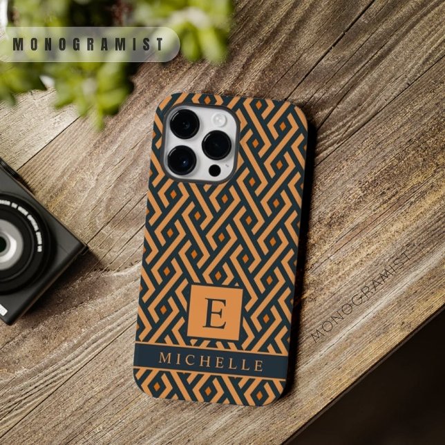 Anpassningsbar ljus mörk orange grå geometrisk (Customizable Light Dark Orange Grey Geometric Case-Mate iPhone Case)