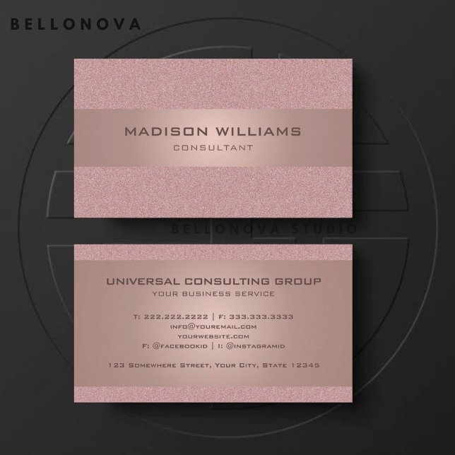 Anpassningsbar Ljusa rosa Glitter Professionellen Visitkort (Custom Light Pink White Glitter Professional Business Card)