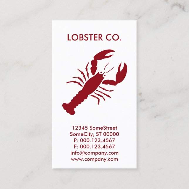 anpassningsbar lobster company visitkort (Framsida)