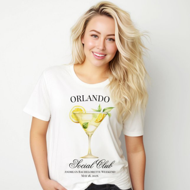 Anpassningsbar Location Social Klubb Lemon Cocktai T Shirt (Customizable Wording.)